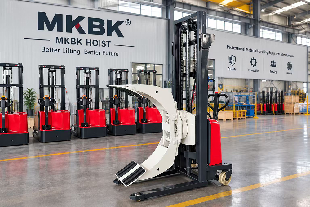 Semi-Electric Stacker with Paper Roll Clamp: Customized Handling Solutions | MKBK Hoist